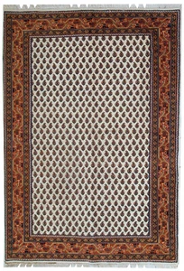 Handmade vintage Indian Seraband style rug 4'x5.7' (122cm x 175cm) 1980s - 1C519 - Picture 1 of 10