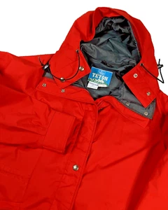 VTG Woolrich TETON USA Made Mens Medium Gore-Tex Lined Red Hooded LS Snap Jacket - Picture 1 of 12