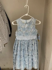 girls sequin dress ice blue 12 - Picture 1 of 6
