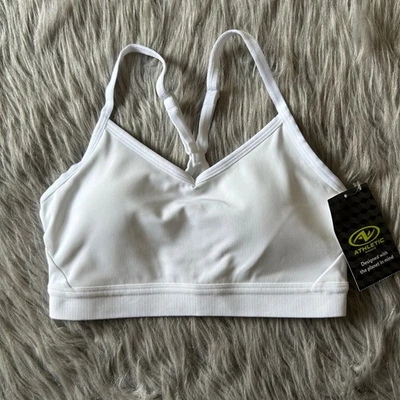 Sujetador deportivo inalámbrico Athletic Works para mujer talla XS (0-2) blanco espalda deportiva sin cables Foto 1 de 4