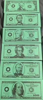 Hand 2 Mind Paper Bills $1, $5, $10, $20, $50, $100, 100 Count Of Each, NIP - Image 1 of 4