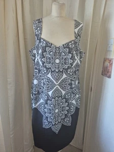 STAR by JULIEN MACDONALD black/cream geometric print sleeveless dress size 16/18 - Picture 1 of 8