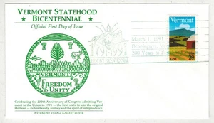 VERMONT STATEHOOD BICENT. 2533 RARE GREEN BENNINGTON PICTORIAL VILLAGE GALLERY - Picture 1 of 1