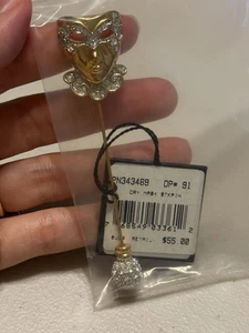 Vintage Swarovski Kristall Schwan Karneval Maske Stick Hut Pin - Bild 1 von 2