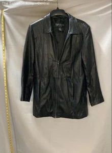 Centigrade Womens Black Leather Long Sleeve Full-Zip Jacket Size Large - Picture 1 of 7