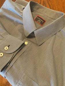 UNTUCKit Men’s Large Regular Fit MARCASIN-WF Button Down, Small Check Blue - Picture 1 of 17