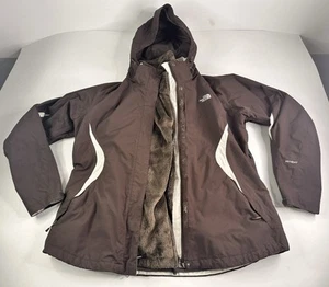 North Face Jacket Womens XL Brown Fleece HyVent Fully Insulated Hooded 3 In 1 - Picture 1 of 11