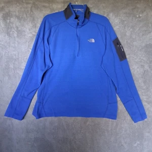 The North Face Sweater Mens Sz XL Blue 1/4 Zip Pullover Fleece Moisture Wicking - Picture 1 of 13