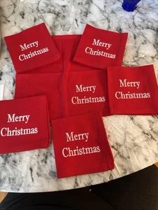Pomegranate Inc Merry Christmas Red Napkins 100% Cotton10”x10” RARE - Picture 1 of 6