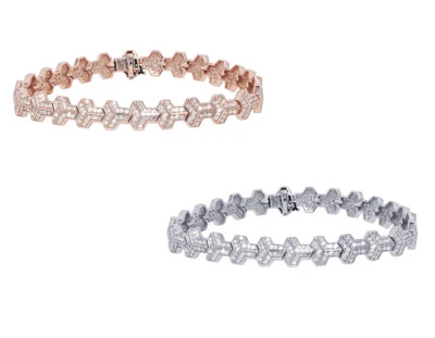 1 Row 3 4/5 CT Real Diamond Y-Link Bracelet 9mm 8" 10K Gold - Image 1 of 4