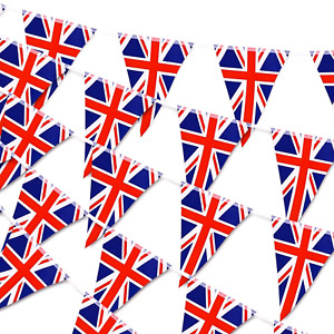 Triangle Flag Bunting 3m to 40m Long Union Jack King Charles's Coronation Flags