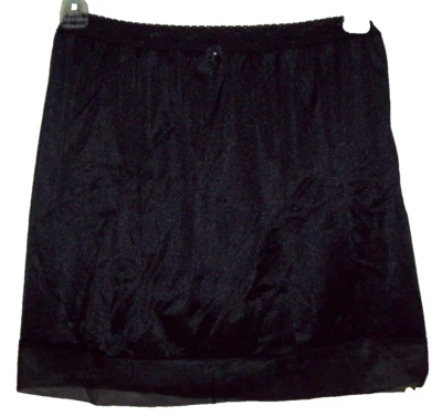 NEGRO Tricot SLIP & PANTY COMBO - DOBLADILLO TRANSPARENTE * 28-42 Cintura * Longitud sin deslizamiento 18" ** Foto 1 de 3