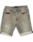 Jack & Jones Mens Distressed Denim Shorts Medium W30 Grey Cotton Ae20