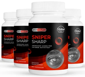 4 Pack Sniper Sharp, improved vision for intense activities-60 Capsules x4 - Picture 1 of 3