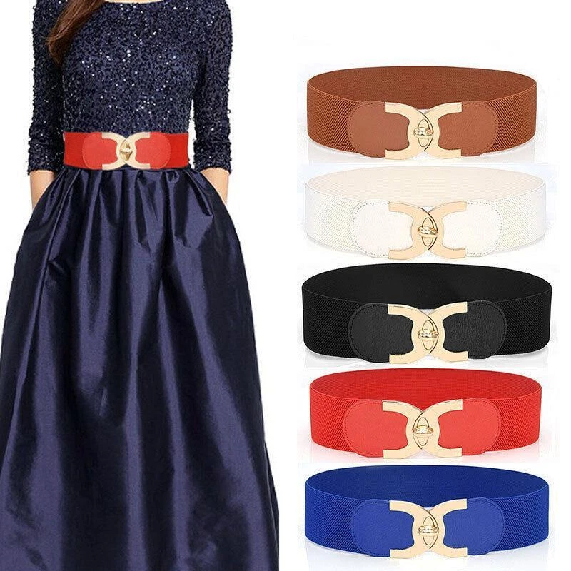 Women Ladies Wide Fashion Belt Women Black Cinch Waist Belt Elastic Stretch Gift - Image 1 of 3