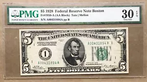1928 $5 FRN BOSTON Fr. 1950-A / PMG 30 EPQ A 00431894 A - Picture 1 of 3