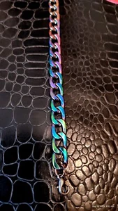 🌈Iridescent Stainless Steel RAINBOW Colorful Cuban Link Bracelet FREE SHIPPING - Picture 1 of 5