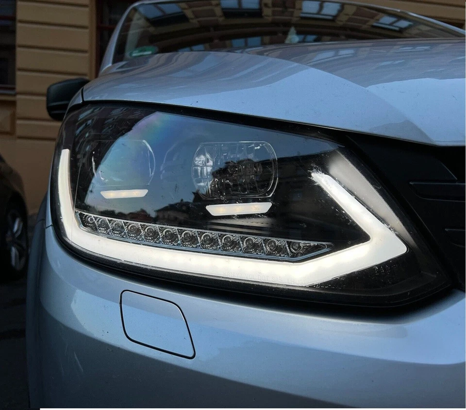 Lightbar Led Tagfahrlicht Scheinwerfer schwarz für VW Caddy III 2010-2015 Satz - Bild 1 von 4