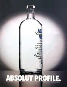 1998 Absolut Profile Vodka Bottle turned Sideways photo vintage print ad - Picture 1 of 1