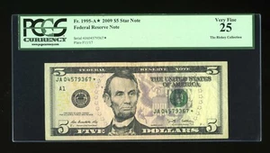 DBR 2009 $5 FRN Boston STAR Fr. 1995-A* PCGS 25 Serial JA04579367* - Picture 1 of 2