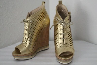 Boutique 9 Peep Toe Wedge Booties Gold Size 6 - Image 1 of 4