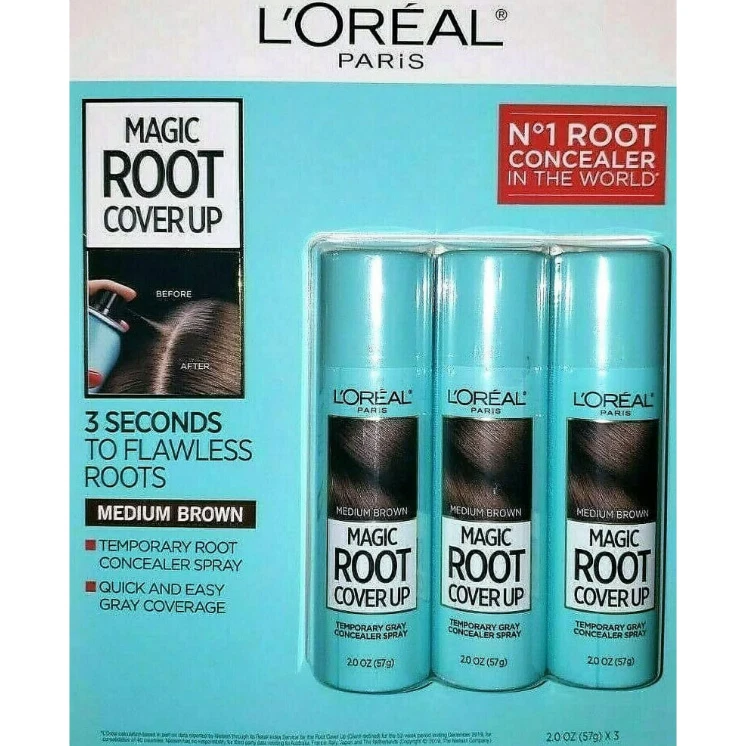 L'Oreal Paris Magic Root Cover Up Concealer Spray Medium Brown 2 oz  3 Pack - Image 1 of 1