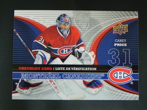 2008-09 McDonalds Upper Deck UD Canadian Goalie Checklist Carey Price Montreal