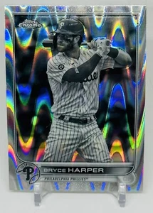 2022 Topps Chrome Sonic Bryce Harper Black White RayWave Philadelphia Phillies - Picture 1 of 2