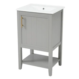 20" Bathroom Vanity with Sink Door Open Shelf Rack Freestanding Storage Cabinet - Picture 1 of 23