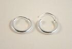 925 Silver 15mm Small 3mm Thick Hinged Hoop Earrings Pair Nose Tragus Men Women