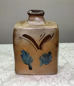 VINTAGE MASHIKO WARE JAPAN IKEBANA HAND Formed Slab POTTERY VASE - Picture 1 of 9
