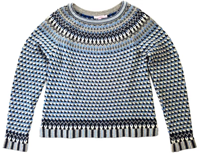 Suéter de Cachemira CALYPSO ST. BARTH Fair Isle Pullover Azul Gris Talla S Foto 1 de 4