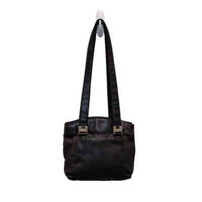 Винтажная сумка St. John's Bay из натуральной кожи с двойными плечевыми ремнями черная классическая - Изображение 1 из 4