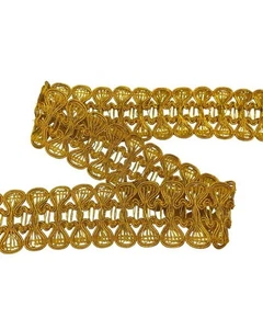 Passamaneria Bordo Serpentina Oro Scuro Lurex Lamè Alto 3,5 Cm 3041 - Imagen 1 de 4