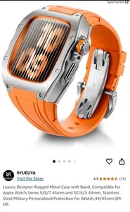 Luxury Metal Case W/Band Compatible Apple Watch Series 9/8/7 45mm SE/6/5 44mm - Zdjęcie 1 z 3