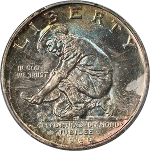 1925-S California Commem Half Dollar PCGS MS65 Great Eye Appeal Strong Strike - Picture 1 of 4