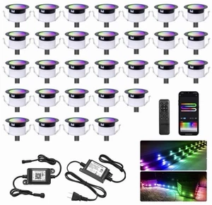 LED Deck Lights Kit 30Pack 122 Low Voltage WiFi RGBWIC Multicolor - Picture 1 of 4