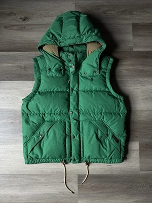 Polo Ralph Lauren Мужская L зеленый коричневый вяз вниз пуховик жилет с капюшоном редкая - Изображение 1 из 4