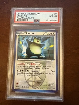 2013 POKEMON B&W PLASMA STORM #101 SNORLAX PSA 6 - Image 1 of 2