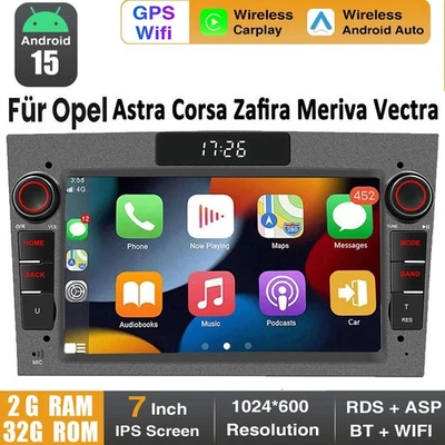 Android 15 Autoradio Für Opel Corsa C/D Zafira B Astra G H Apple Carplay GPS RDS - Bild 1 von 4
