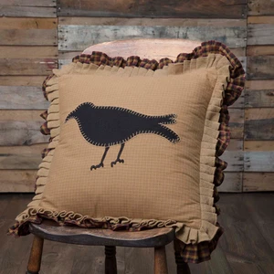 New Primitive Farmhouse Rustic BLACK CROW PILLOW Homespun Accent 18" - Picture 1 of 3