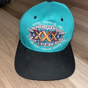 Vintage Super Bowl XXX 1996 NFL Snapback Hat RARE Aqua/Black Football - Bild 1 von 7