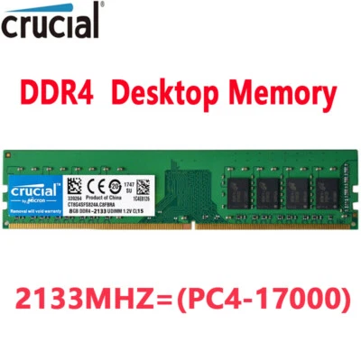 Crucial DDR4 8GB 1 X 8GB 2133 Mhz PC4-17000 288pins Desktop Memory Dimm Ram 1.2V - Image 1 of 4
