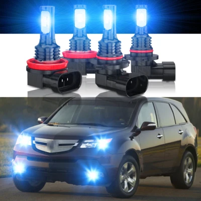 For 2007-2013 Acura MDX -4X LED DRL Daytime Running Light + Fog bulb 8000K Blue - Image 1 of 4