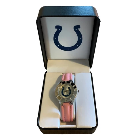Indianapolis Colts Womens Watch Pink NFL Football Faux Leather Band Avon New Cover