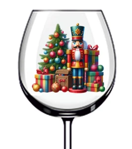 12x Colourful Christmas Nutcracker Tree Vinyl Sticker Decal Wine Glass Bottle - Picture 1 of 3