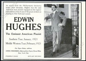 1920 Edwin Hughes foto piano recital gira reserva vintage comercio anuncio impreso - Imagen 1 de 7
