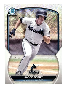 2023 Bowman Chrome Prospects Shimmer Refractor Jacob Berry RC Miami Marlins - Picture 1 of 2