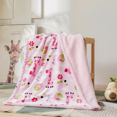 Manta Sherpa Estampada Bebé Niños Suave Cálida Franela Vellón Niño Tiro, Jirafa Foto 1 de 4
