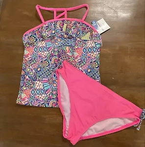 Arizona Jean Co NEW Girls Size 14 Bright Multi-colored Tankini Swimwear 2 PC Set - Picture 1 of 7